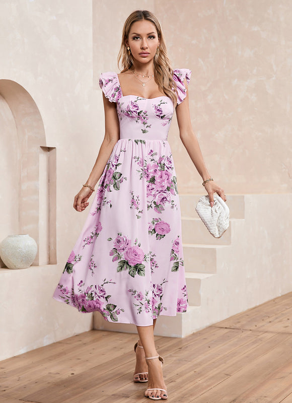 Robe Trapèze Rosée Épanouie - gallery 5