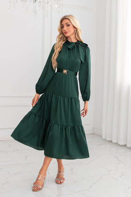 Robe Trapèze Vert Rétro Élégant - gallery 6
