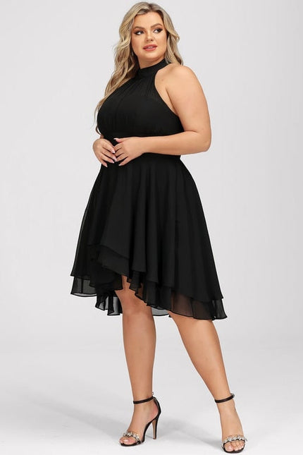 Robe Trapèze Noire Asymétrique Mousseline - gallery 7