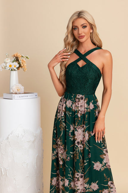 Robe Trapèze Émeraude Florale - gallery 5