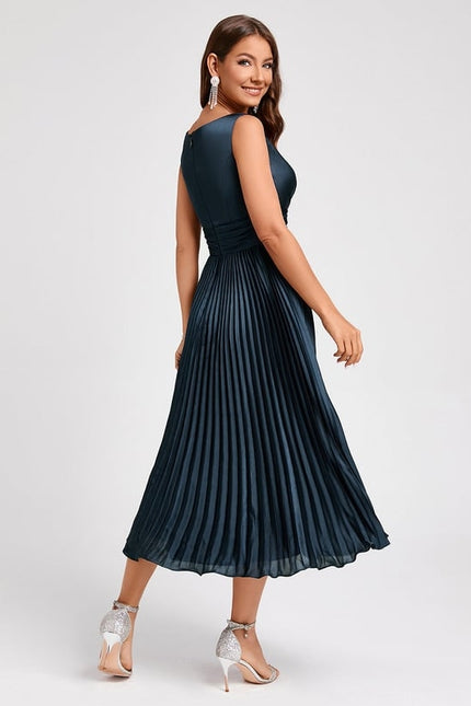 Robe Trapèze Plissée Satinée - gallery 6