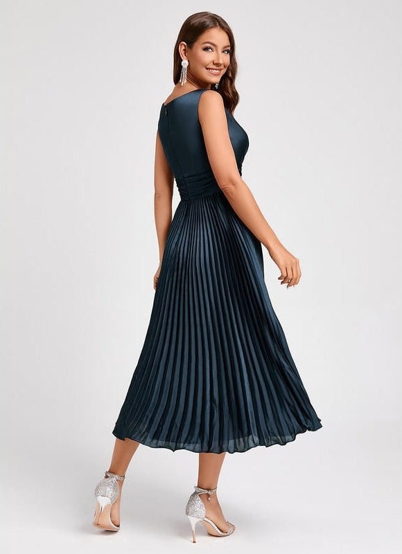 Robe Trapèze Plissée Satinée - gallery 6