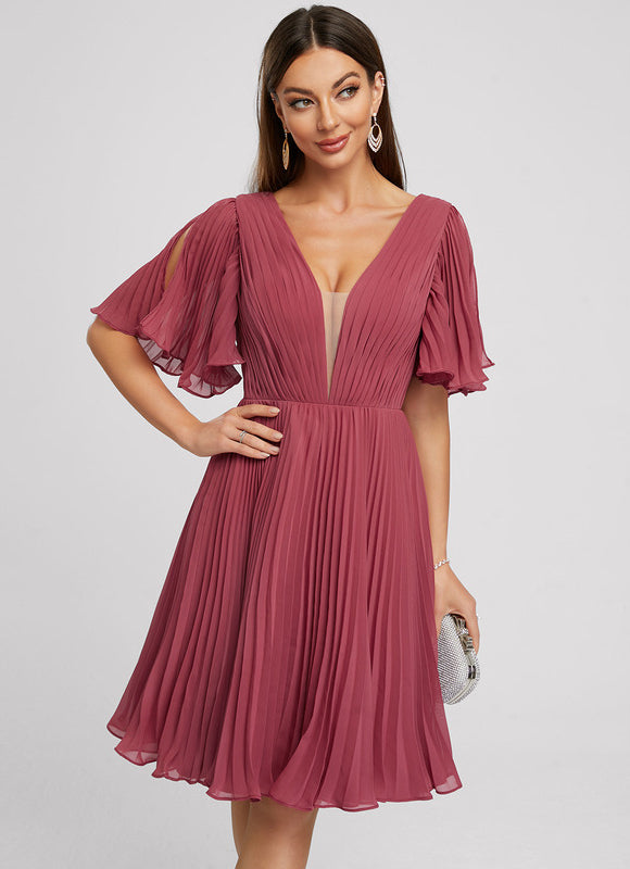 Robe Trapèze Nuit Marine Plissée - gallery 1