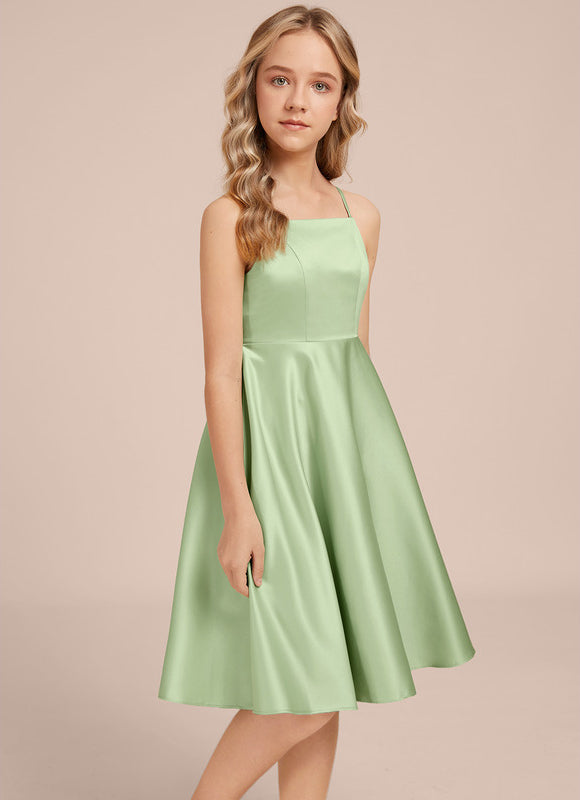 Robe Trapèze Satin Menthe Élégante - gallery 4