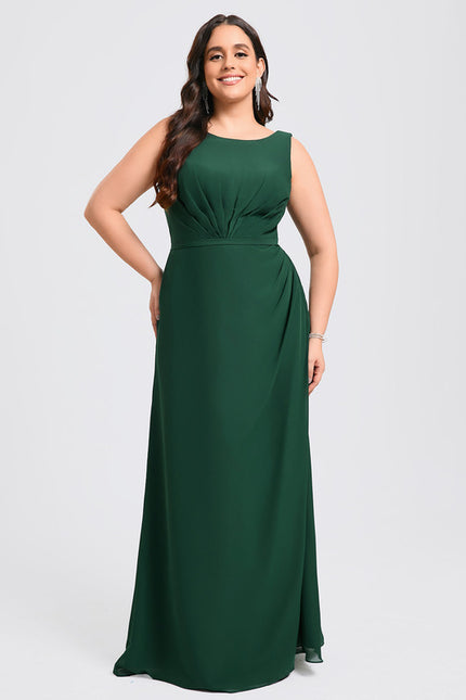 Robe Trapèze Verte Mousseline Longue - gallery 7