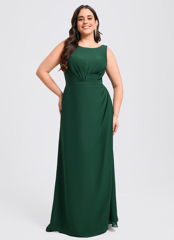 Robe Trapèze Verte Mousseline Longue - gallery 7