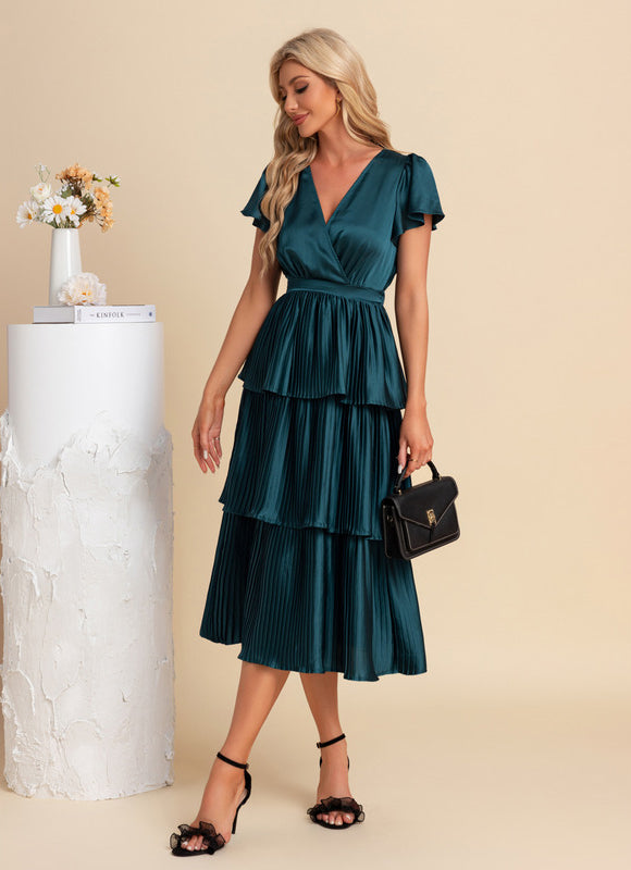 Robe Trapèze Satinée Ondulée