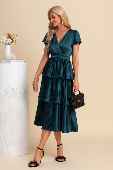 Robe Trapèze Satinée Ondulée