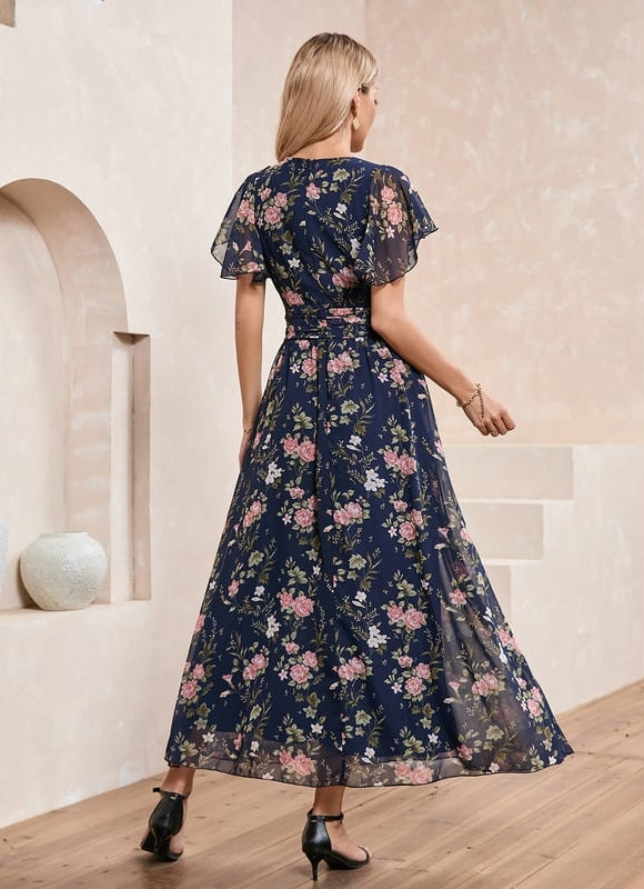 Robe Trapèze Fleurie Nuit - gallery 3