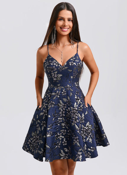 Robe Trapèze Jacquard Marine