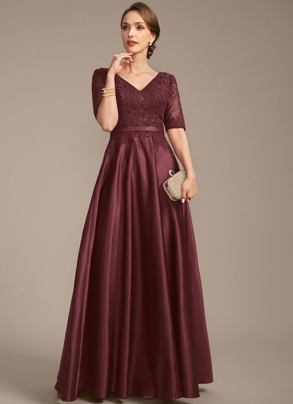 Robe Trapèze Satin Bordeaux Élégant - gallery 4