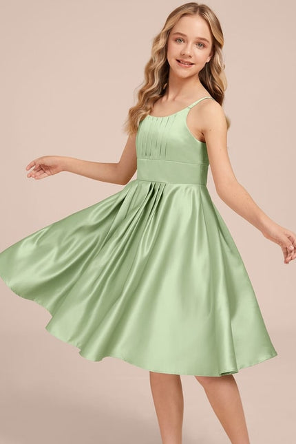 Robe Trapèze Satin Vert Tendre - gallery 2