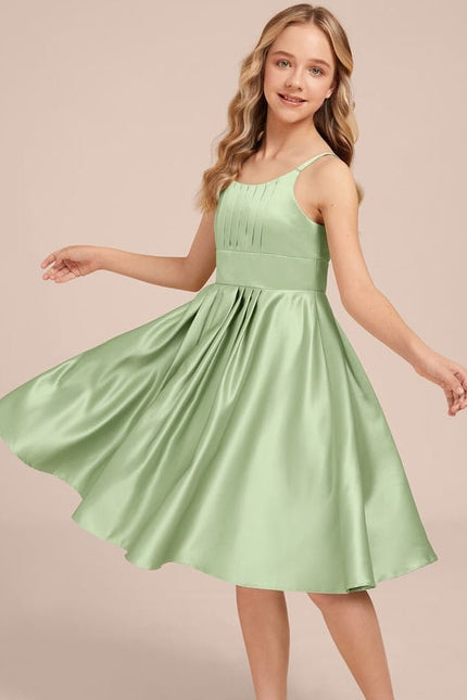 Robe Trapèze Satin Vert Tendre - gallery 2