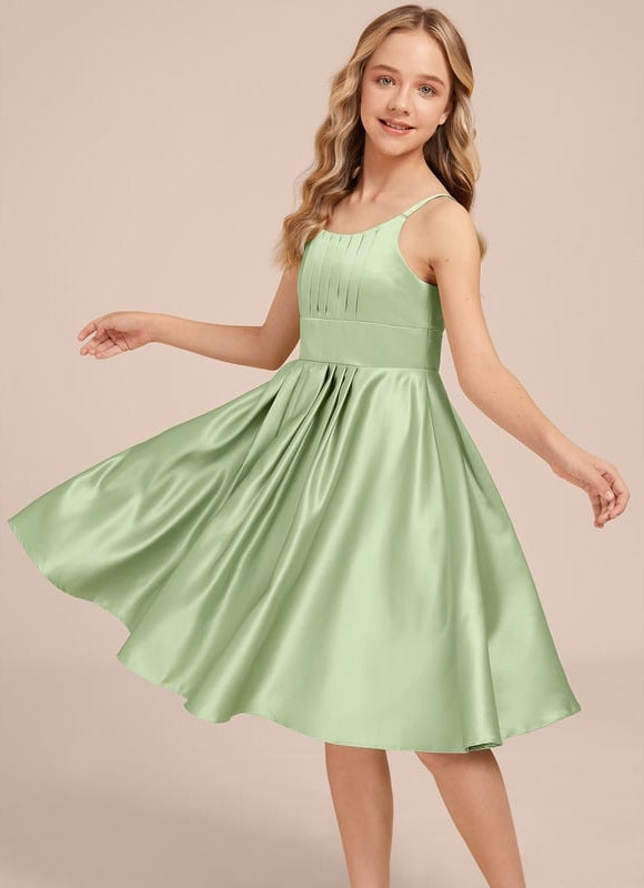 Robe Trapèze Satin Vert Tendre - gallery 2