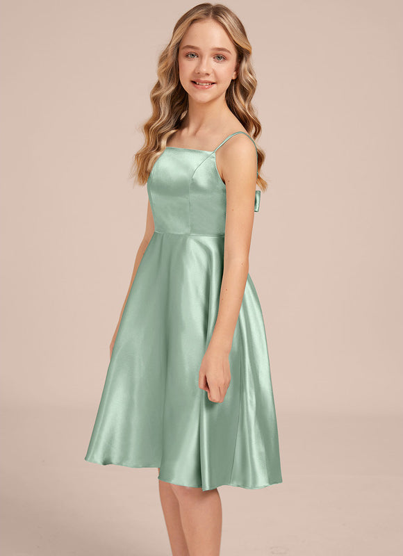 Robe Trapèze Satinée Menthe Douce - gallery 4