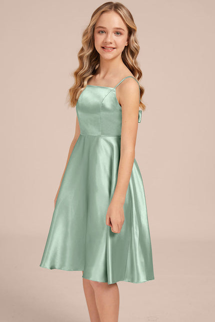 Robe Trapèze Satinée Menthe Douce - gallery 4