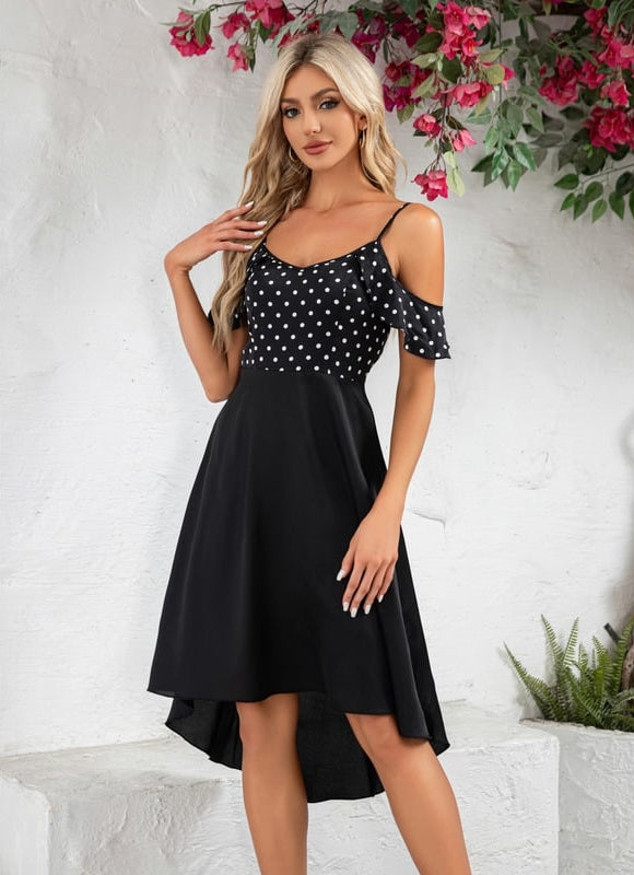 Robe Trapèze Noire Pois