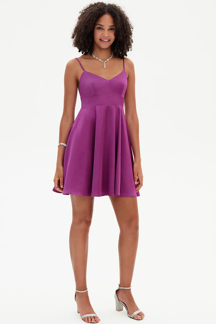 Robe Trapèze Mini Noir Satiné - gallery 1