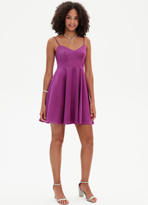 Robe Trapèze Mini Noir Satiné - gallery 1