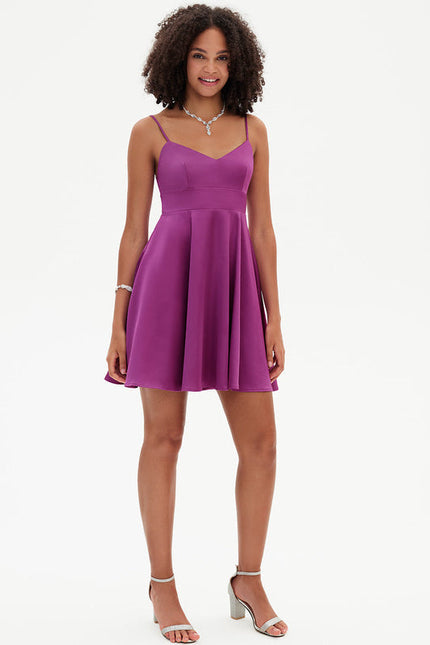Robe Trapèze Mini Noir Satiné - gallery 1