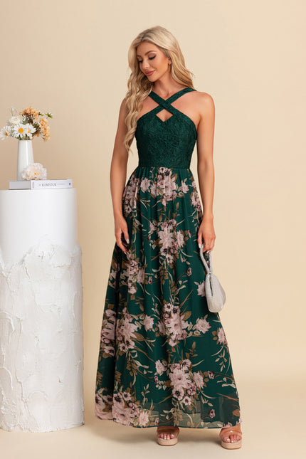 Robe Trapèze Émeraude Florale - gallery 4