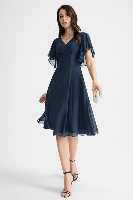 Robe Trapèze Drapé Élégant Chic - gallery 3