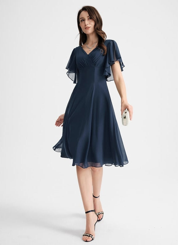 Robe Trapèze Drapé Élégant Chic - gallery 3