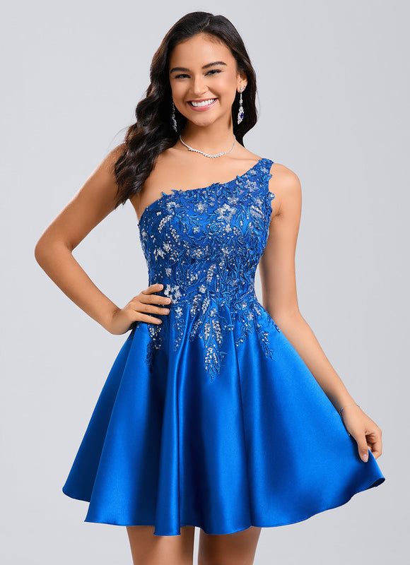 Robe Trapèze Éclat Satiné Bleu - gallery 2