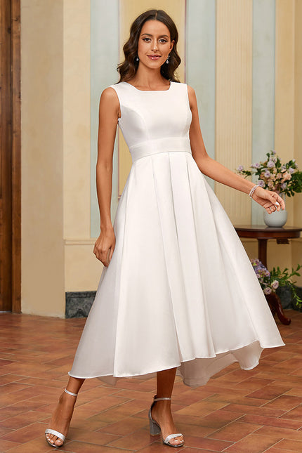 Robe Trapèze Blanche Satin Mariée