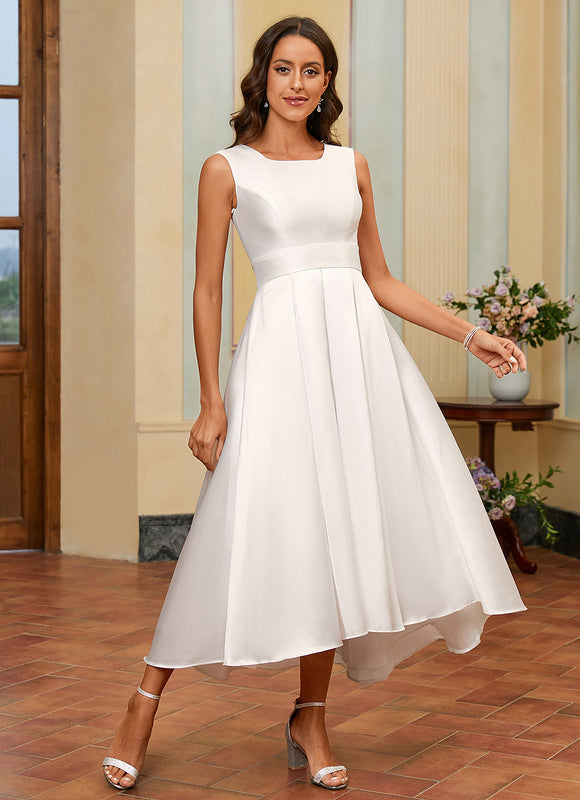 Robe Trapèze Blanche Satin Mariée
