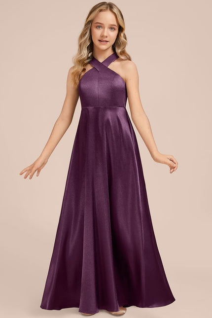 Robe Trapèze Violet Satiné Chic