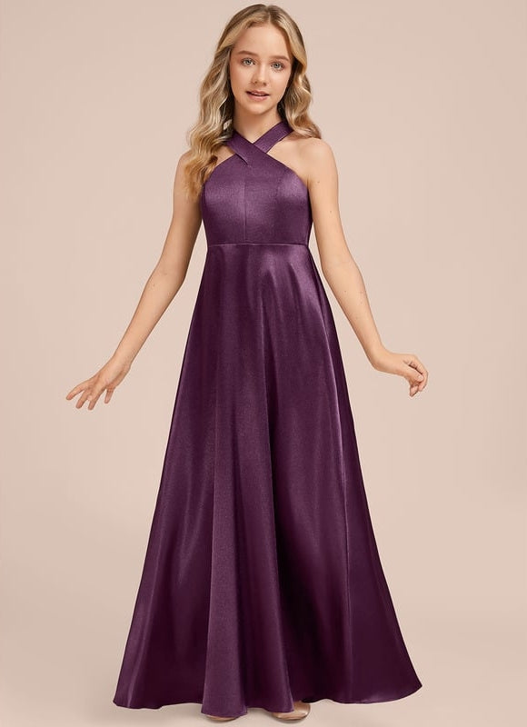 Robe Trapèze Violet Satiné Chic