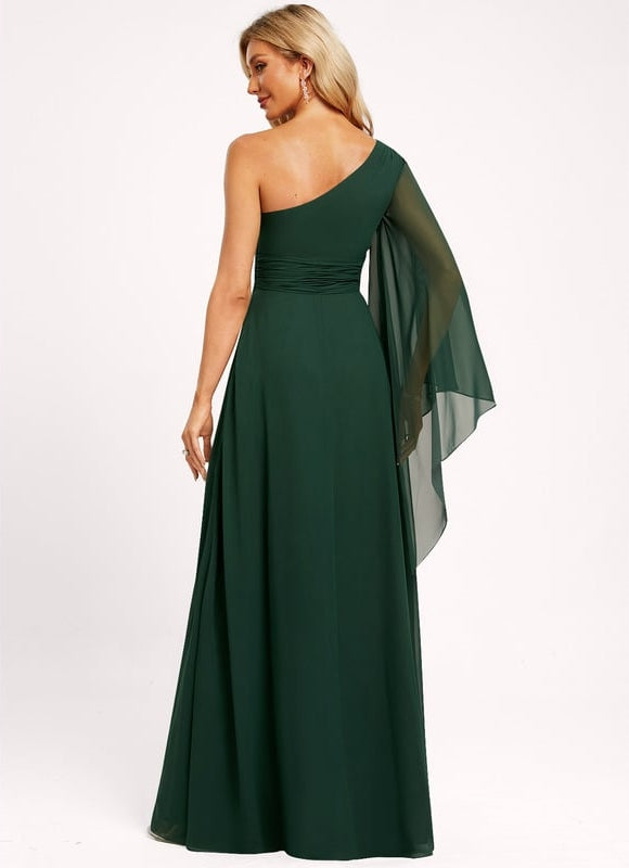 Robe Trapèze Asymétrique Beige - gallery 3