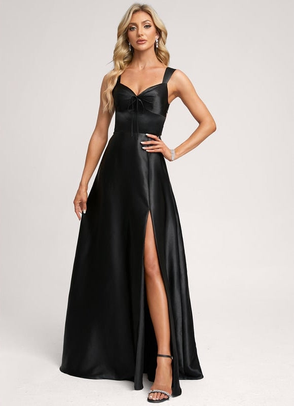 Robe Trapèze Satin Noir Élégant - gallery 6