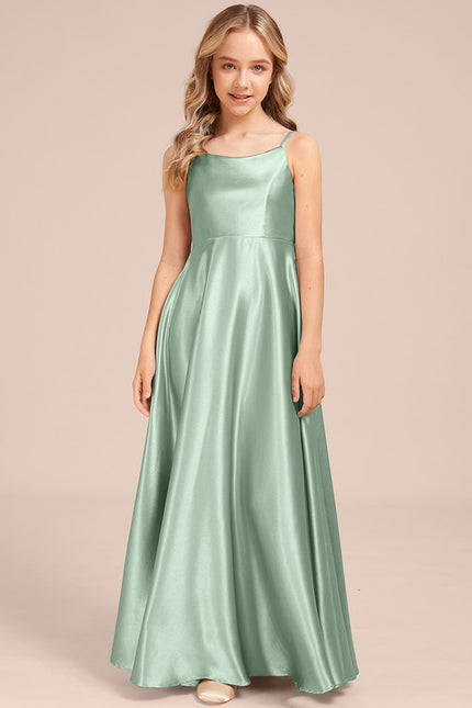 Robe Trapèze Satin Vert Éclatant - gallery 3
