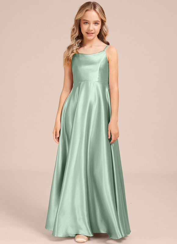 Robe Trapèze Satin Vert Éclatant - gallery 3