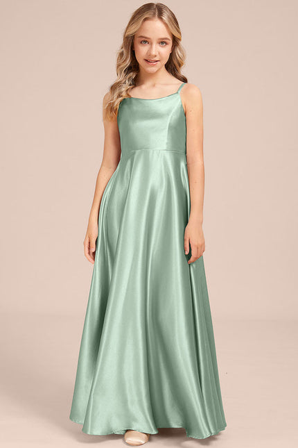 Robe Trapèze Satin Vert Éclatant - gallery 3