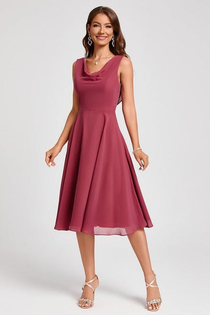 Robe Trapèze Satin Rosé - gallery 4