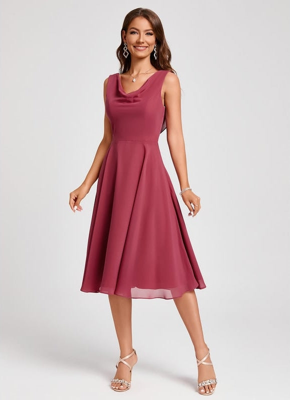 Robe Trapèze Satin Rosé - gallery 4