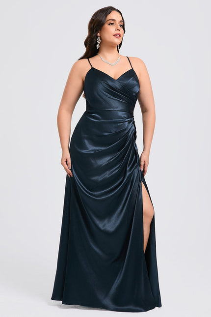 Robe Trapèze Satin Doré Élégante - gallery 9