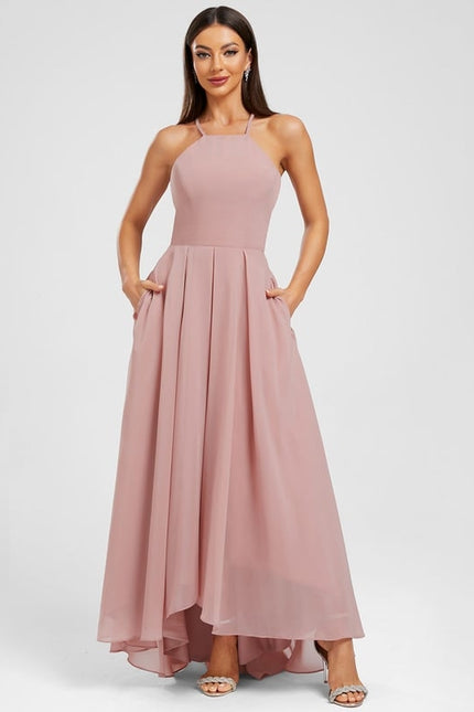 Robe Trapèze Mousseline Rose - gallery 4