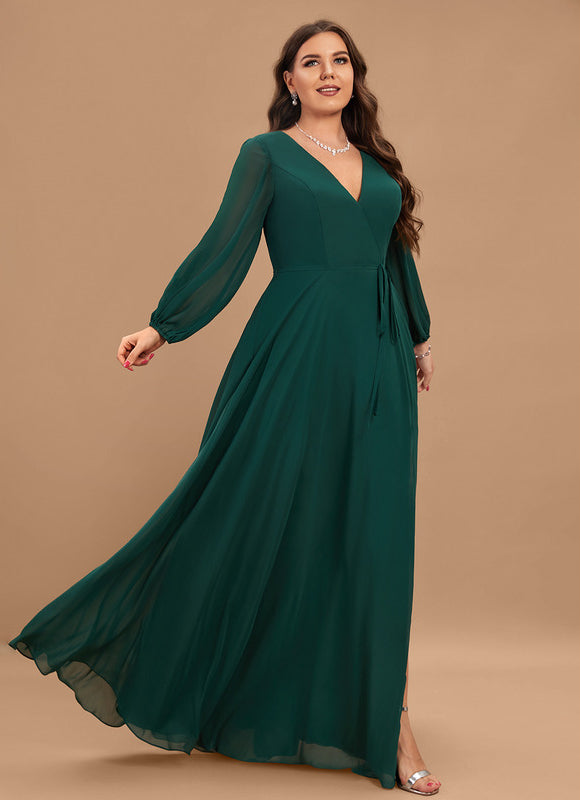 Robe Trapèze Longue Beige Élégante - gallery 6