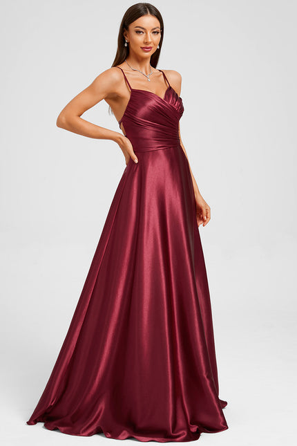 Robe Trapèze Satin Bleu Profond - gallery 1