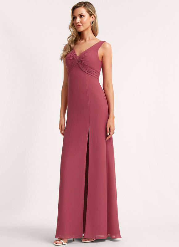 Robe Trapèze Longue Beige Élégante - gallery 2