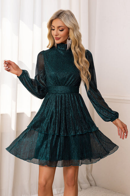 Robe Trapèze Éclat Sombre Satiné - gallery 6
