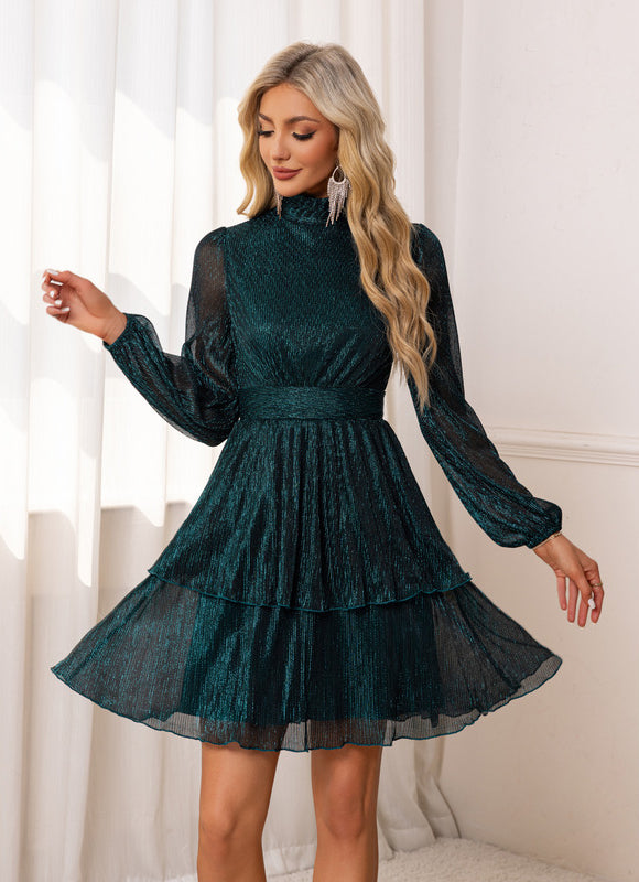 Robe Trapèze Éclat Sombre Satiné - gallery 6