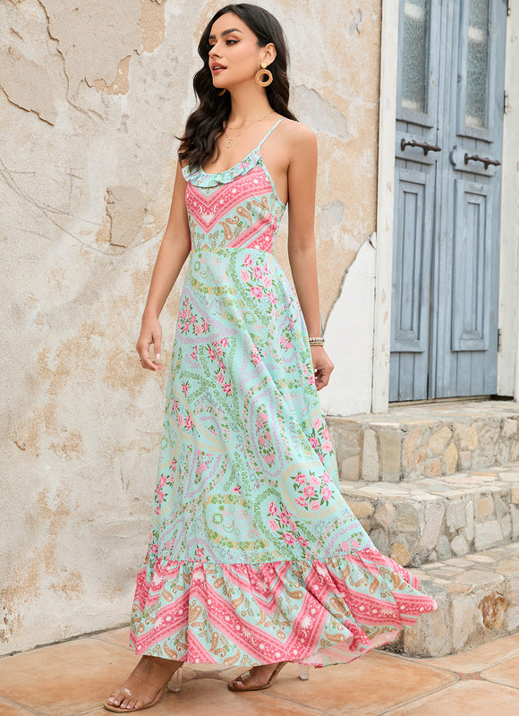 Robe Trapèze Fleurie Éclatante - gallery 2