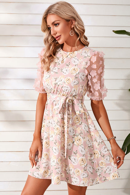 Robe Trapèze Noire Florale - gallery 6