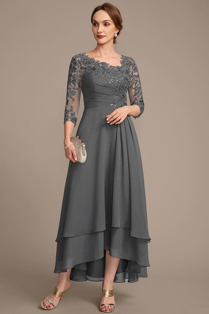Robe Trapèze Gris Élégant - gallery 2