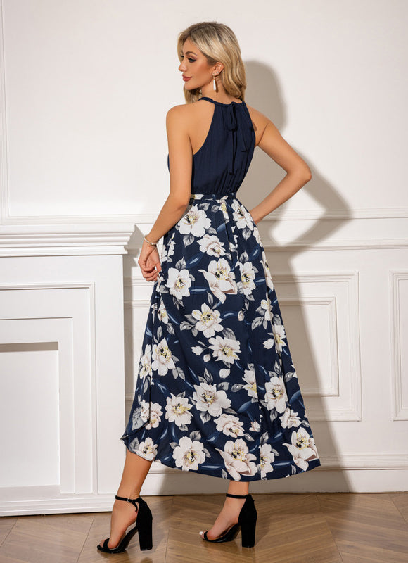 Robe Trapèze Fleurie Marine - gallery 1